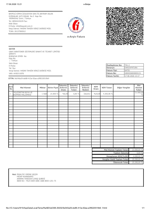 BAYPOLİ Fatura No: GIB2026000000131